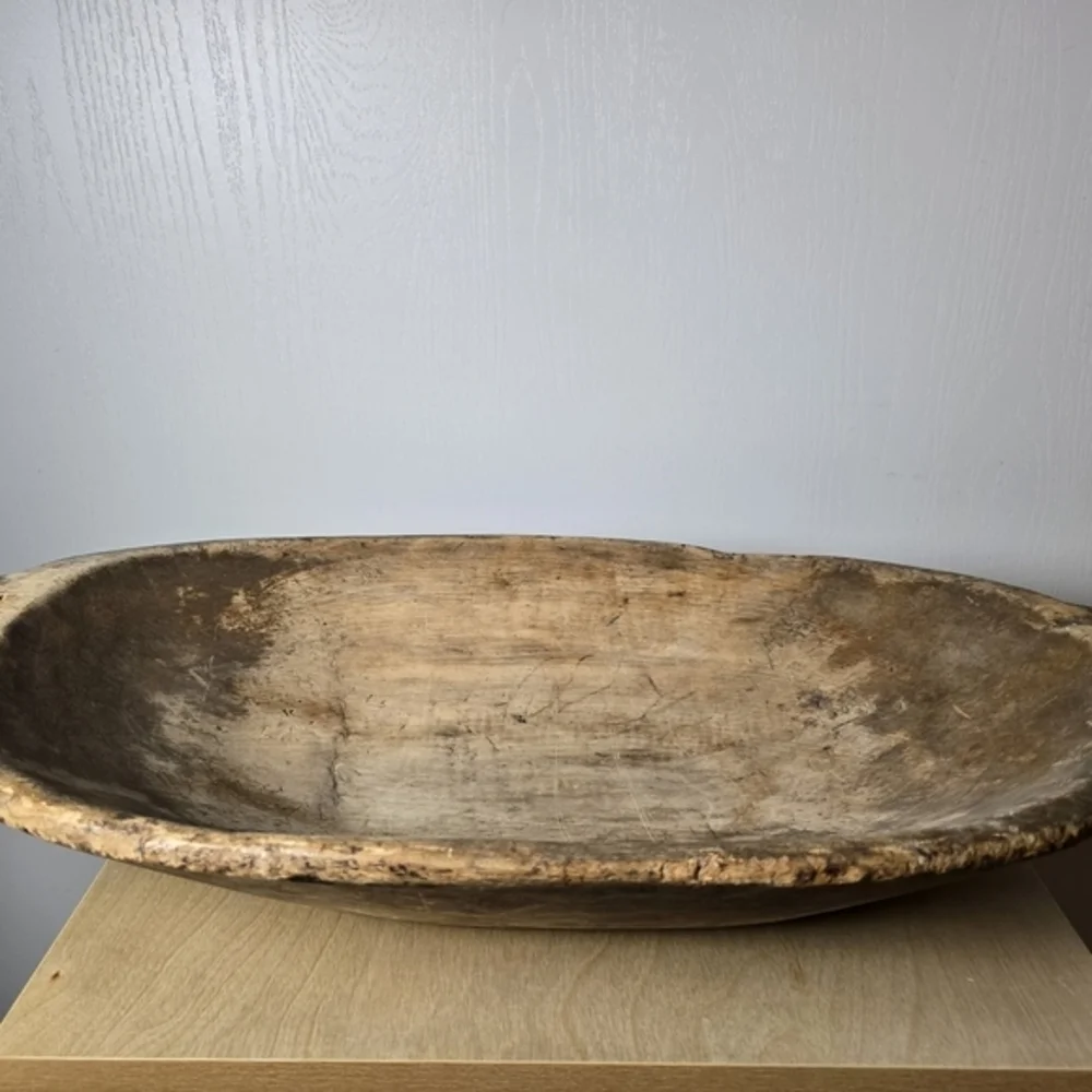 Antique Primitive Hand Carved Hewn Wooden Dough Bowl